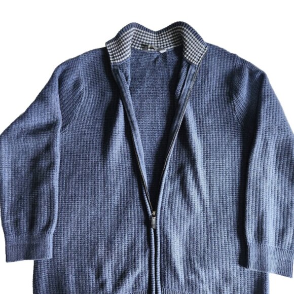 Denver Hayes Cardigan Sweater Mens Size XL Blue Knit Full Zip Long Sleeve - Picture 9 of 12